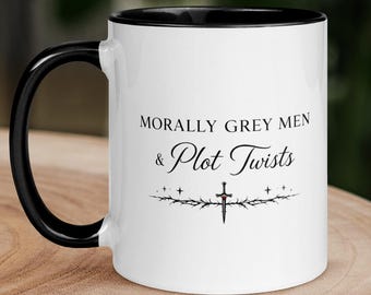Graue Männer und Plot Twists Becher, BookTok Leser Geschenk, Romantasy Becher, Dark Romance Leser Kaffeetasse