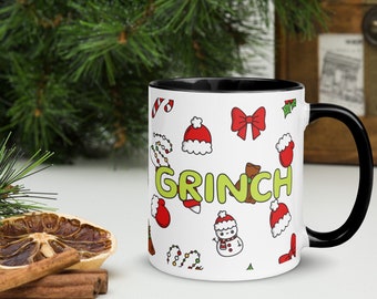 Personalized Christmas Pattern Mug, Festive Holiday Cup with Custom Name, Unique Holiday Gift, Seasonal Decor