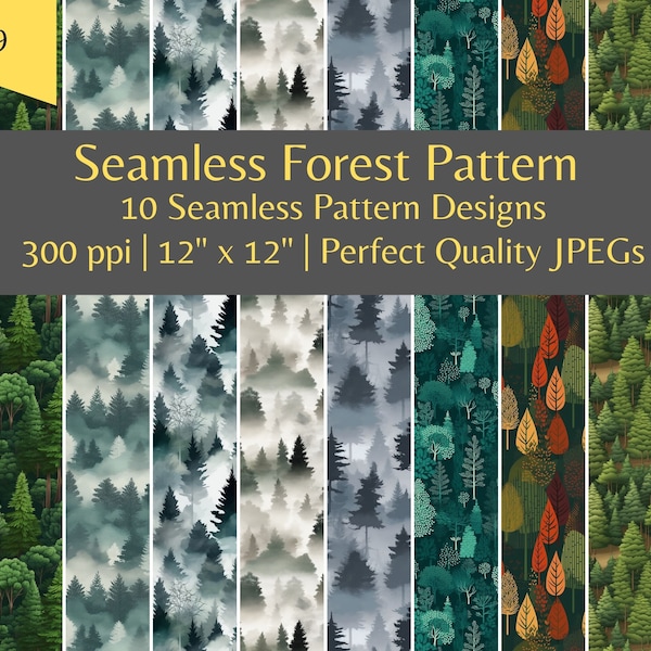 Forest digital paper | Forest seamless pattern | Pattern Digital Paper | Forest digital pattern | Forest pattern art | Nature digital paper