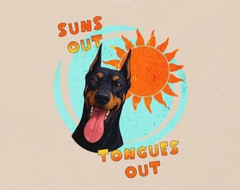Doberman t shirt, Dobermann t shirt, Doberman Pinscher tee, Doberman owner gift, Funny Summer Cropped Doberman Suns Out Tongues Out T shirt