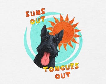 Scottie Dog t shirt, Scottish Terrier T-Shirt, Gift for Scottie lover,  Funny Summer Scottie : Suns Out Tongues Out T-Shirt