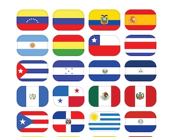 Etiquetas de Países Hispanos | Calcomanías de Banderas Países Latinos