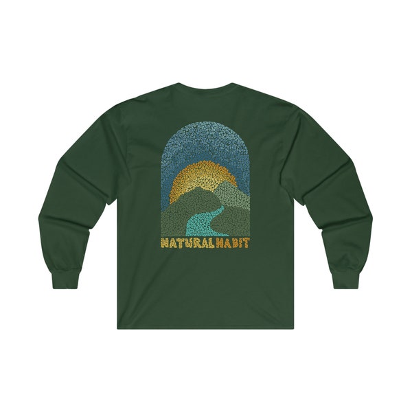Scenic Patchwork, Mountain, Nature Inspired Long sleeve Unisex T-Shirt by Natural Habit