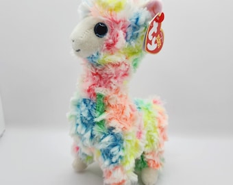 Vintage Ty Beanie Baby &#39;Lola&#39; the Rainbow Llama (7 inch)