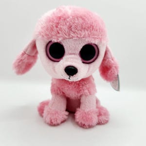 Vintage Ty Beanie Boo &#39;Princess&#39; the Pink Poodle Dog (6 inch) Purple tag *Rare*