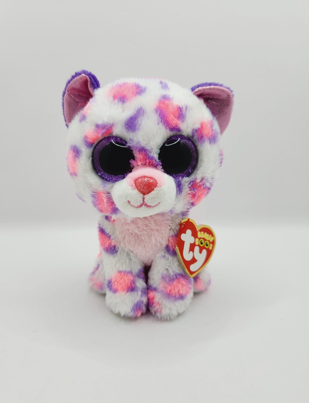 Vintage Ty Beanie Boo 'serena' the Pink & Purple Leopard (6