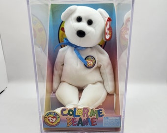 Ty Beanie Baby 'Color Me Beanie' the White Bear (8.5 inch) Sealed