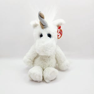 Vintage Ty Cuddly&#39;s Collection &quot;Agnus&quot; the White Unicorn (8 inch) *Rare* - Creased Hang Tag