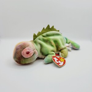 vintage TY Beanie Baby « Iggy » l&#39;iguane tie-dye (9 pouces) - Fabriqué en Indonésie et Tush Tag canadien