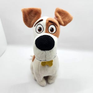 Vintage Ty Beanie Baby &quot;Max&quot; the Jack Russell Terrier Dog - The Secret Life of Pets (7 inch) - No Hang Tag