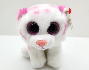 Ty Beanie Baby "Tabor" the Pink and White Tiger (7 inch)