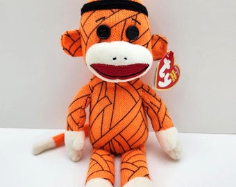 Ty Beanie Baby "Mummy Sock Monkey" (8.5 inch) - Rare
