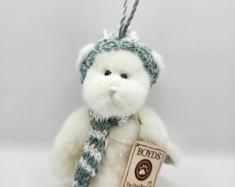 Vintage Boyds Bears « Snowy Bear » Décoration de Noël The Head Bean Collection (6 pouces) *Rare*
