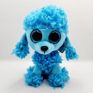Vintage Ty Beanie Boo &#39;Mandy&#39; the Blue Poodle Dog (6 inch) - Creased Hang Tag