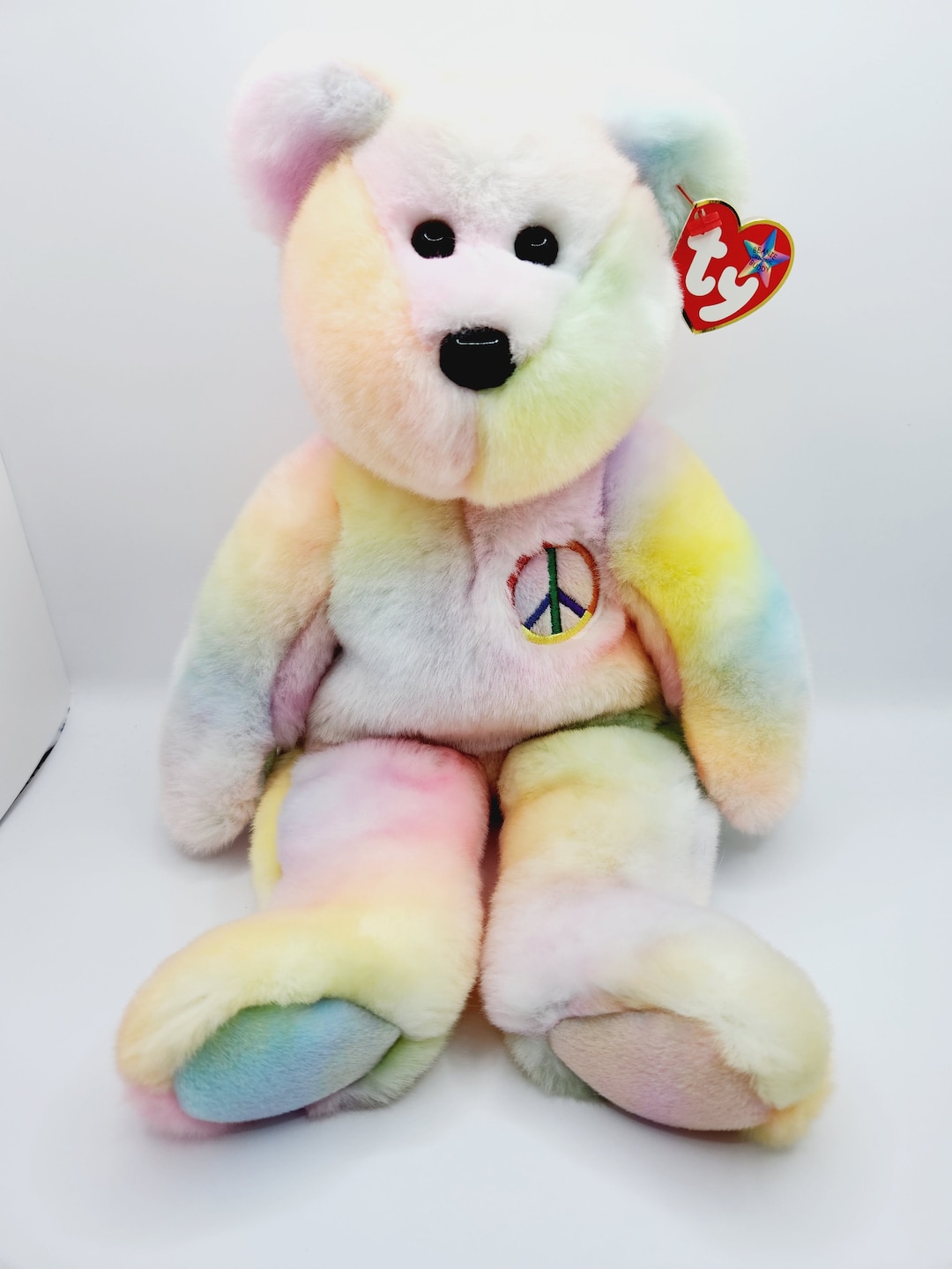 Ty Beanie Buddy 'peace' the Tie-dye Bear 14 Inch - Etsy