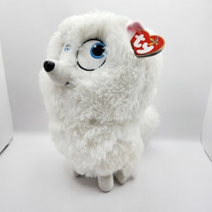 Vintage TY Beanie Buddy &#39;Gidget&#39; the White Pomeranian Dog from Secret Life of Pets (10 inch)