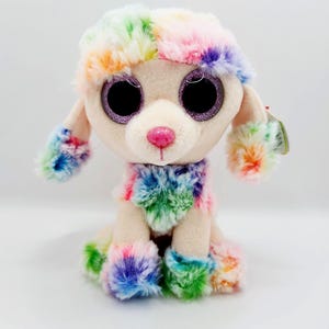Vintage Ty Beanie Boo &#39;Rainbow&#39; the Rainbow Poodle Dog (6 inch)