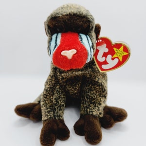 vintage Ty Beanie Baby « Cheeks » le singe babouin (6 pouces)