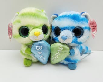 Aurora YooHoo and Friends "BFF Tigers" Magnetic Split Heart - Green & Blue Tigers (6 inch) *Rare*