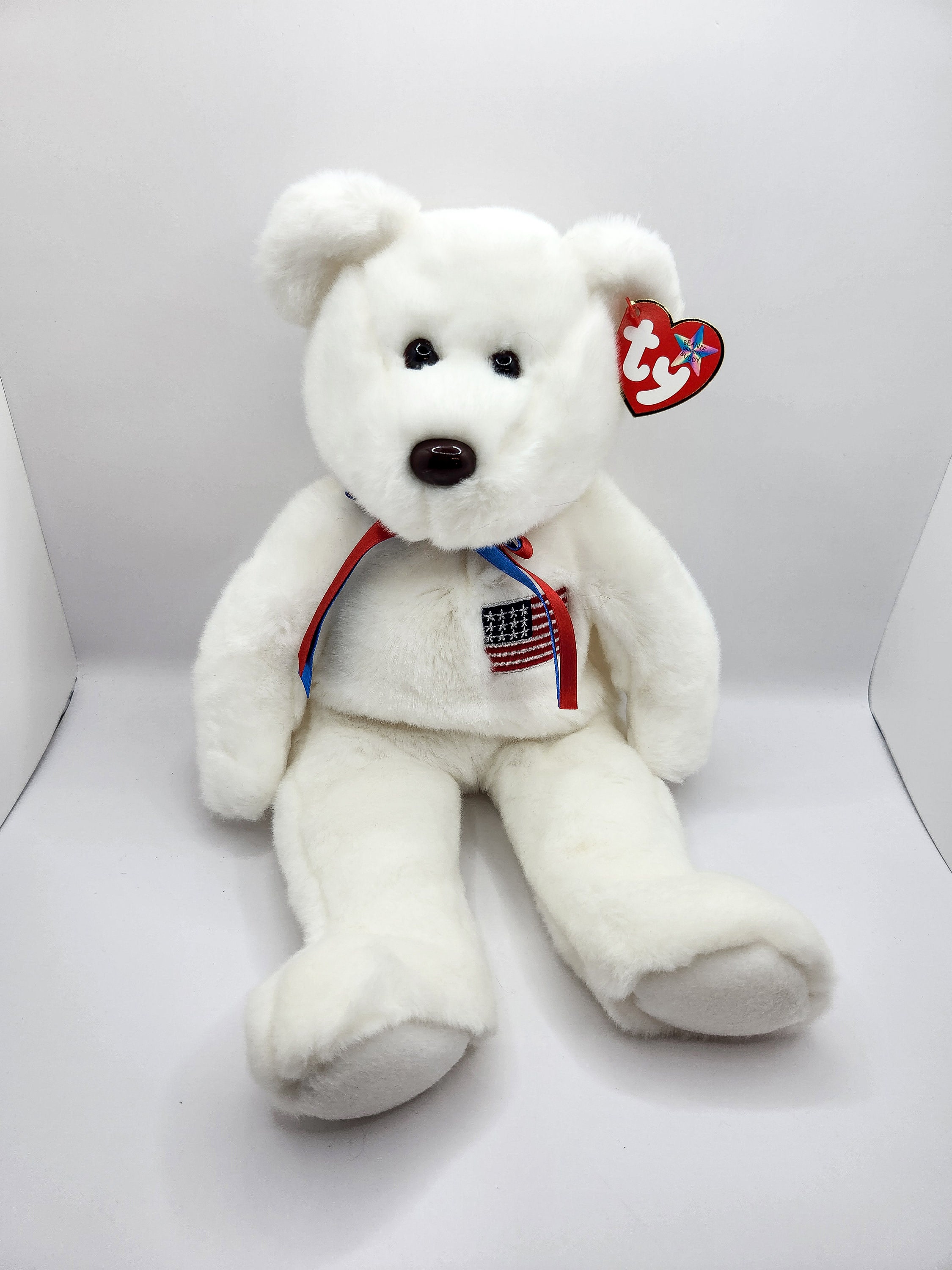 非売品 Ty Beanie Babies ビーニーベイビーズ アメリカ限定 Vintage Ty Beanie Buddy 'libearty' the White America Bear