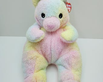 Ty Baby Pillow Pals “Bearbaby” the Tie-Dye Bear with Rattle inside *Rare* (12 inch)