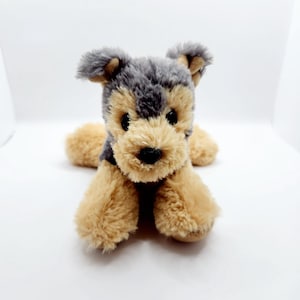 Vintage Aurora Plush &quot;Cutie&quot; Laying Down Yorkie Dog (8 inch) - No Hang Tag