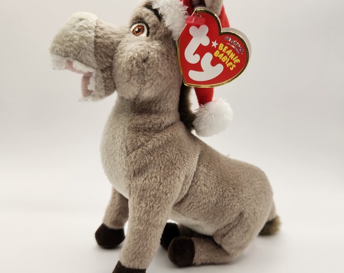TY Beanie Baby 'donkey' Donkey Wearing Santa Hat From Shrek the Halls