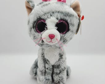 Vintage Ty Beanie Boo 'kiki' the Gray Tabby Cat (6 Inch) Rose