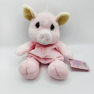 Vintage Tender Tails 'Pink Pig' Peluche Precious Moments con biglietto di adozione (8 pollici)