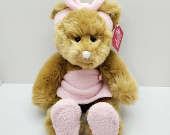 Russ Bear "Bubbles" the Bear Wearing A Pink Towel & Slippers (14 inch)