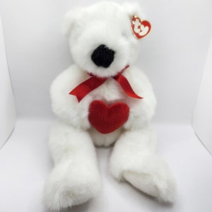 Vintage Ty Classic Collection &#39;Romeo&#39; der weisse Bär hält ein Herz (15 inch) *selten*