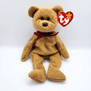 Vintage Ty Beanie Baby &quot;Curly&quot; the Brown Bear (8.5 inch) *Extra Canadian Tush Tag*