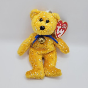 Ty Jingle Beanie Bear &#39;Yellow Decade Bear&#39; - Holiday Tree Ornament (4 inch)