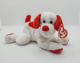 Ty Beanie Baby 'Honey-Bun' the Red and White Dog (7 inch)