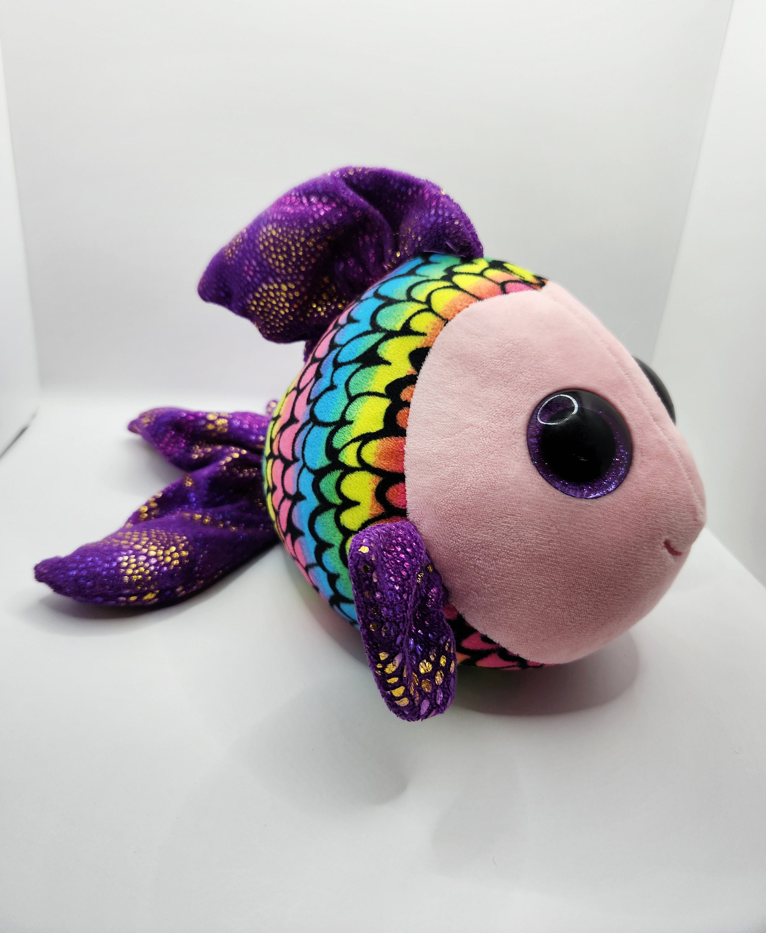 Ty Beanie Boo 'flippy' the Rainbow Fish medium 9 Inch rare 