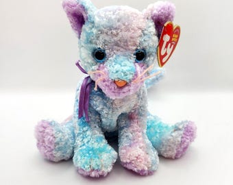 Ty Beanie Baby 'Jaz', el gato azul y morado (18 cm)