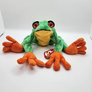 Vintage TY Beanie Baby &#39;Panama&#39; the Frog (9.5 inches) *Extra Canadian Tush Tag*