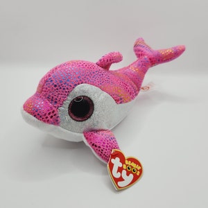 Vintage Ty Beanie Boo &#39;Sparkles&#39; the Pink Dolphin (6 inch)