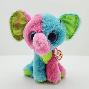 vintage Ty Beanie Boo « Elfie » l'éléphant (6 pouces) - Exclusivité Justice * Rare * - Étiquette volante froissée