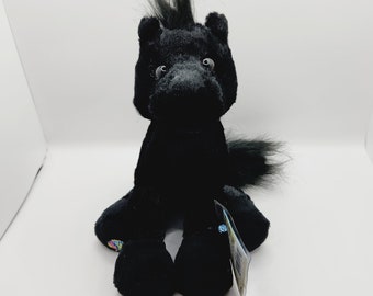 Vintage GANZ Webkinz ~ Black Stallion Plush (9 inch) - With sealed code *Rare*
