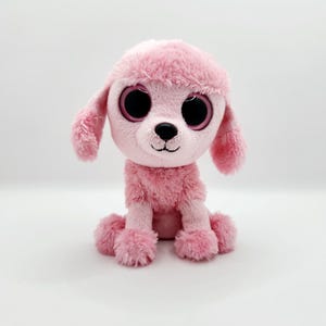 Vintage Ty Beanie Boo &quot;Princess&quot; the Pink Poodle Dog (6 inch) Purple tag *Rare* - No Hang Tag