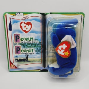 Vintage Ty DDR Teenie Mütze &#39;Peanut&#39; der blaue Elefant