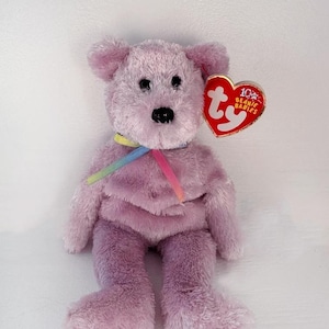 Vintage Ty Beanie Baby &#39;Sherbet&#39; the Purple Bear (8.5 inch)
