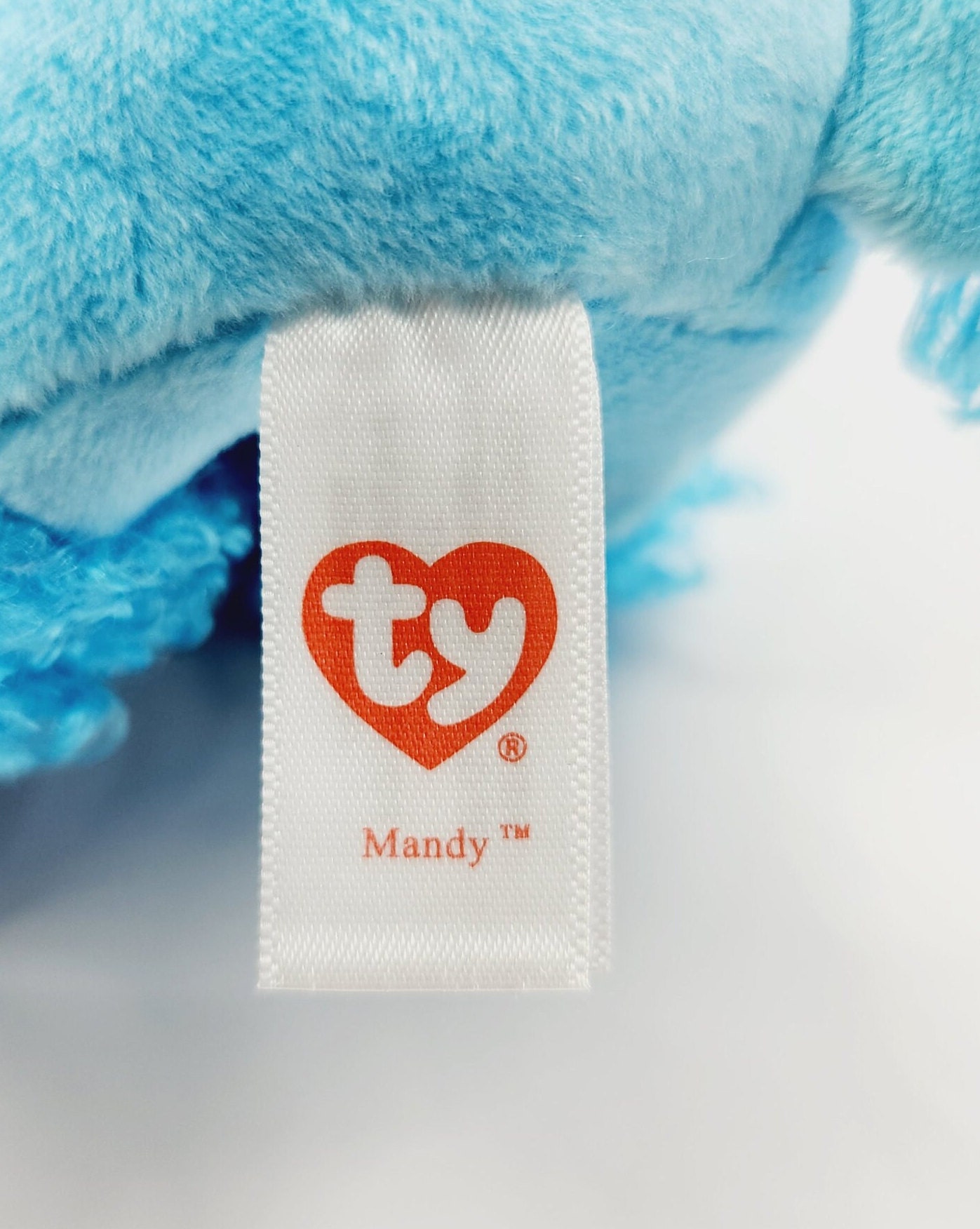 Vintage Ty Beanie Boo 'Mandy' il barboncino blu (15 cm) Senza