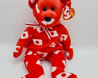 Ty Beanie Baby 'Hikari' the Red Bear (8.5 inch) - Japanese Exclusive - *Rare*