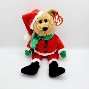 Vintage Ty Beanie Baby &quot;Kringle&quot; the Bear Wearing A Santa Suit (8.5 inch)