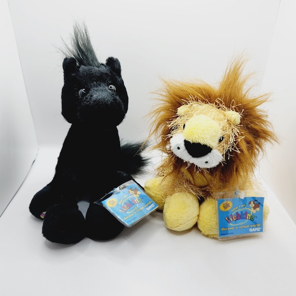 GANZ Webkinz ~ Black Stallion and Lion both with sealed codes