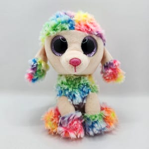 Vintage Ty Beanie Boo &#39;Rainbow&#39; the Rainbow Poodle Dog (6 inch) - No Hang Tag