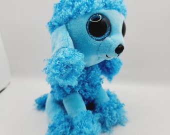 Peluche vintage Ty Beanie Boo 'Mandy' il barboncino blu (15 cm)