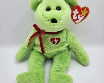 Ty Beanie Baby "Signature Bear II" (8 inch) the Green Bear - 30th Anniversary Beanie